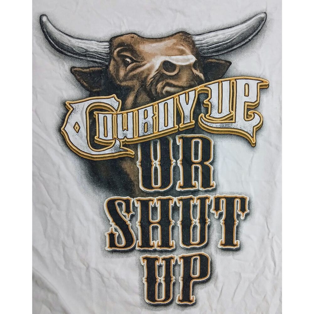 Cowboy Up Graphic T-Shirt Men's Medium Light Brown